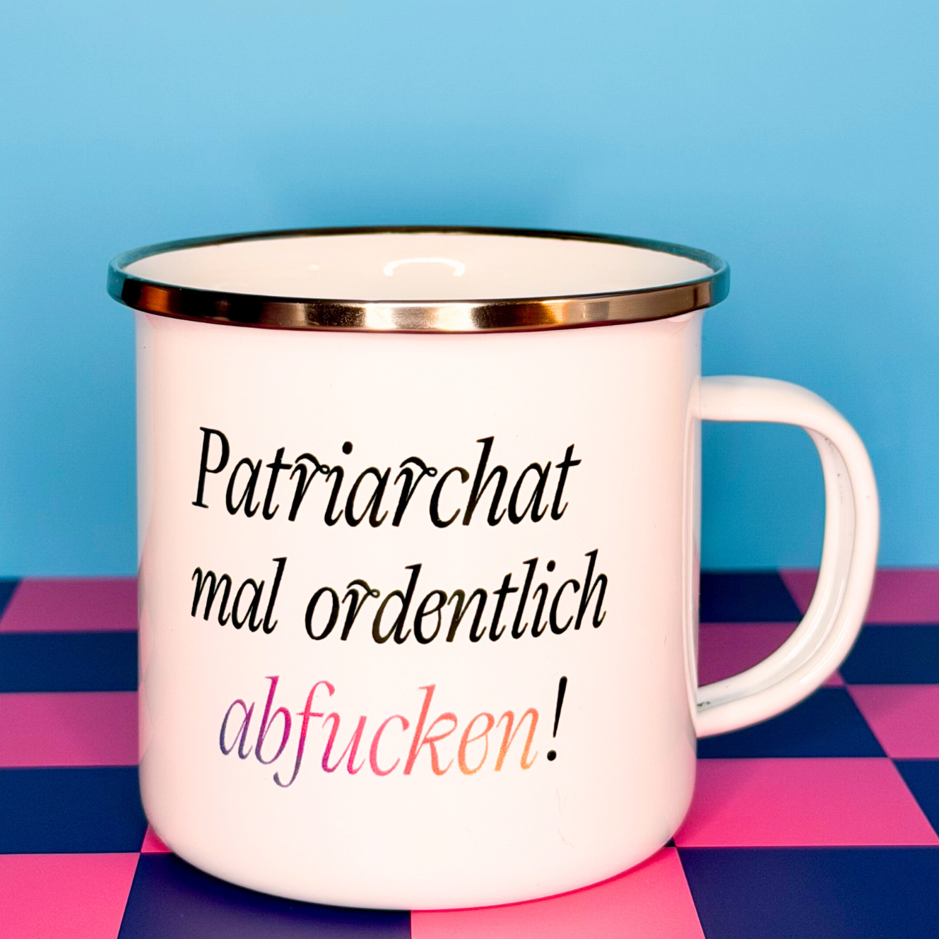 Statement Emaille Tasse – Patriarchat abfucken