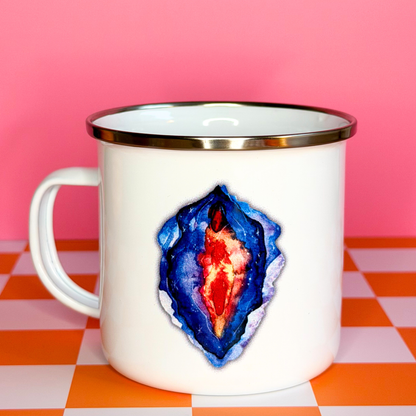 Statement Emaille Tasse – Feuer Galaxy Vulva